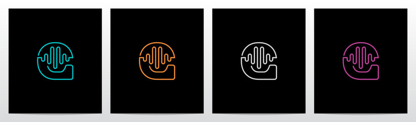 Sound Wave On Outline Letter Logo Design G