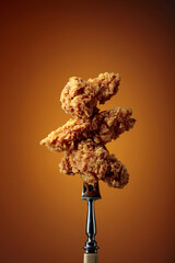 Fried chicken on a fork.
