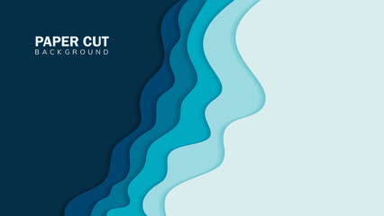 Blue abstract papercut background design Template design banner flyer presentations