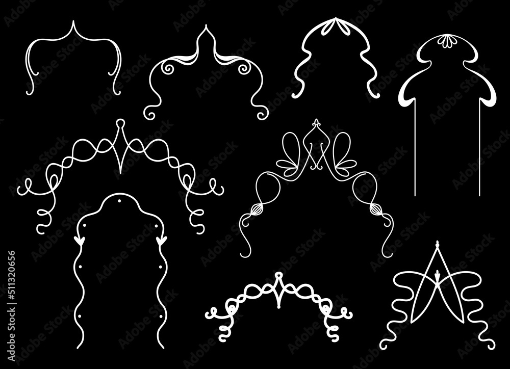Poster set of graphic openwork frames in art nouveau style. vector illustration for invitation design.