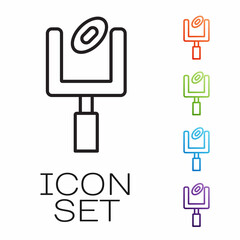 Black line American football goal post and football ball icon isolated on white background. Set icons colorful. Vector