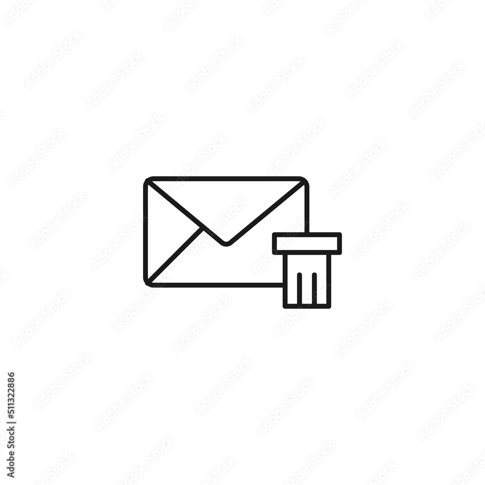 Poster post and letter monochrome sign. outline symbol drawn with black thin line. suitable for web sites, 