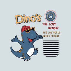 little dino vector illustration.T-shirt graphics for kids vector illustration