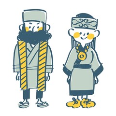 アイヌ民族　イラスト	
