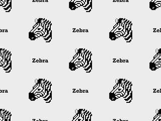 Zebra cartoon character seamless pattern on white background. Pixel style