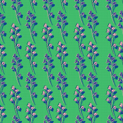 thin leaves hearts twigs with foliage botanical vector seamless pattern