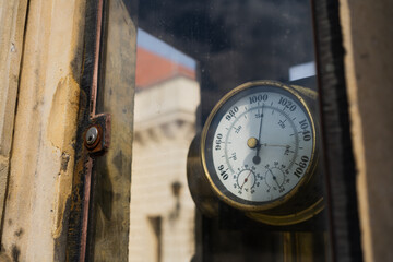 Old barometer on urban street in Wroclaw