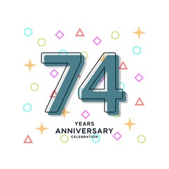 74 Years Anniversary Celebration Vector Template Design Illustration