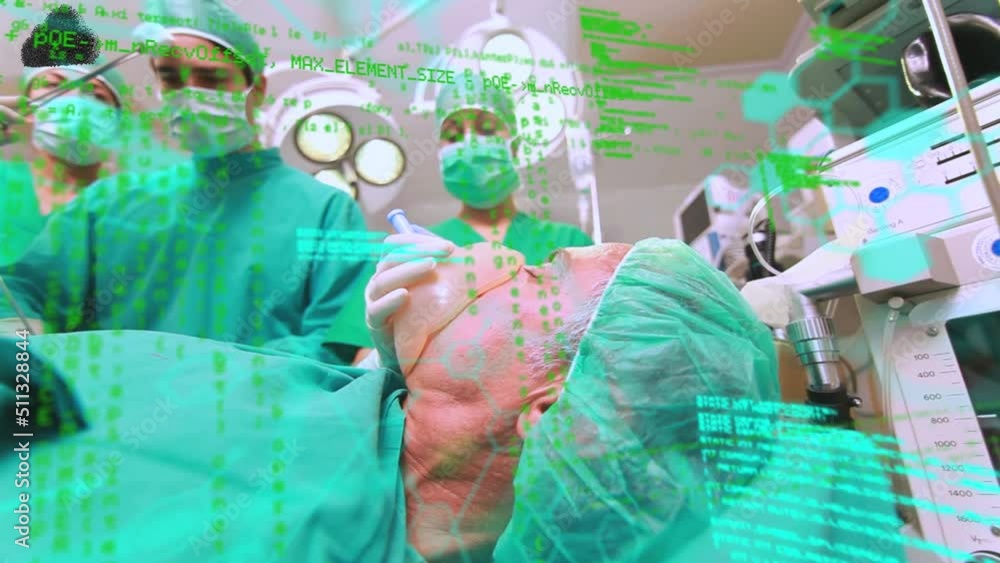 Poster animation of data processing over diverse surgeons in operating theatre