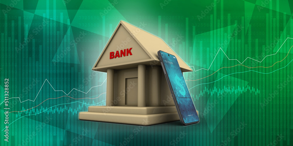 Poster 3d rendering mobile banking concept
