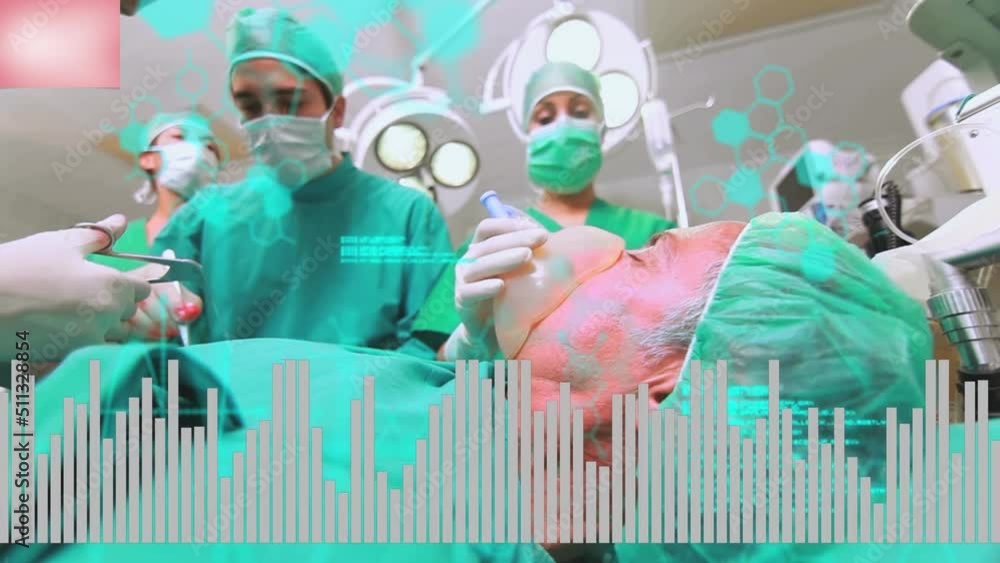 Poster animation of data processing over diverse surgeons in operating theatre