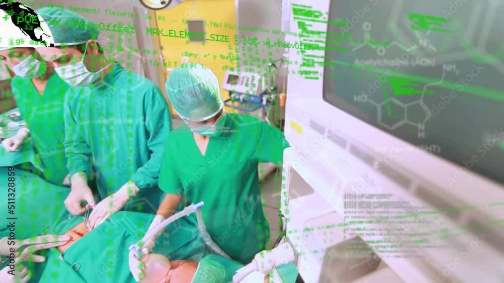Poster animation of data processing over diverse surgeons in operating theatre