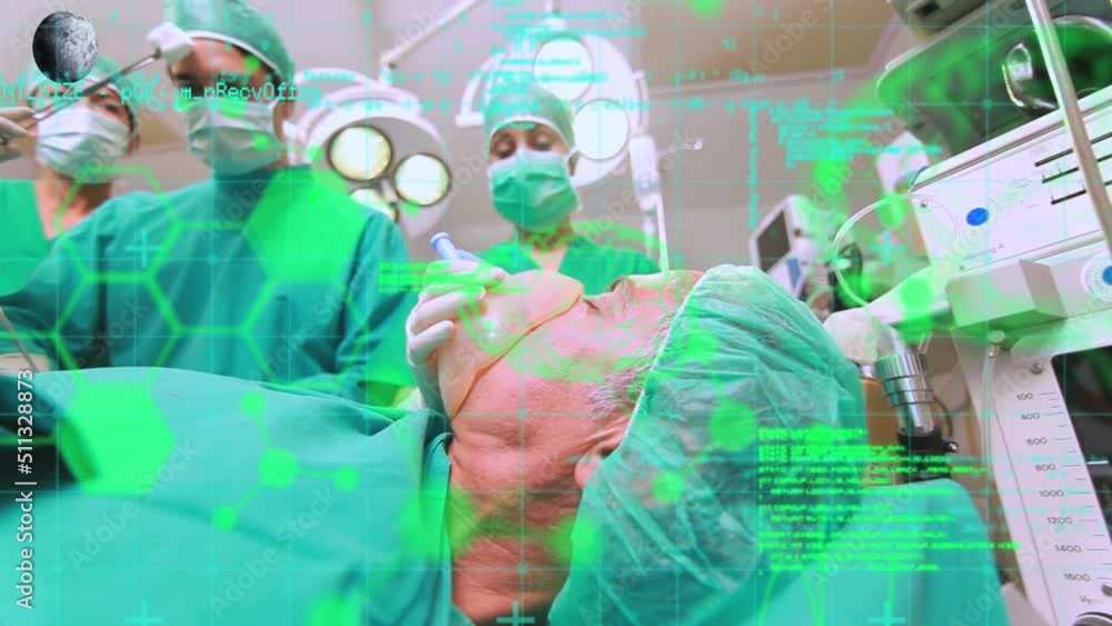 Poster animation of data processing over diverse surgeons in operating theatre