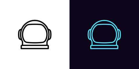 Outline astronaut helmet icon, with editable stroke. Spaceman helmet silhouette, cosmonaut pictogram. Space explorer