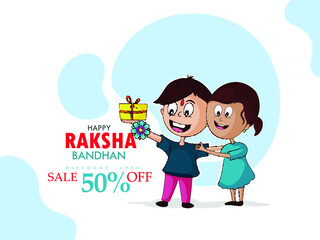 Raksha Bandhan sale illustration Greeting Card Template Design. 