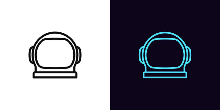 Outline astronaut helmet icon, with editable stroke. Spaceman helmet silhouette, cosmonaut pictogram. Space explorer