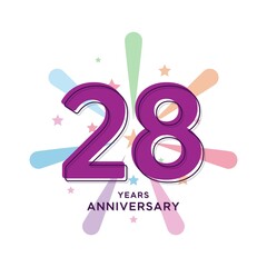 28 Years Anniversary Celebration Vector Template Design Illustration