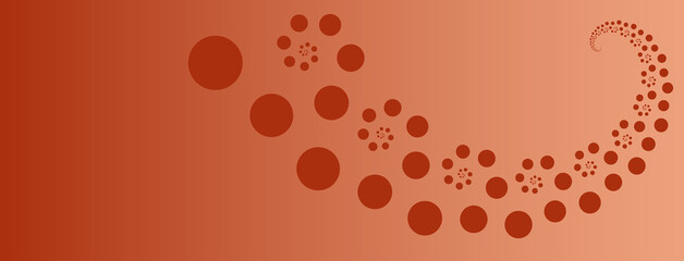 Wavy flowing abstract terracotta dots isolated on a gradient terra cotta background for website header, banner or background design