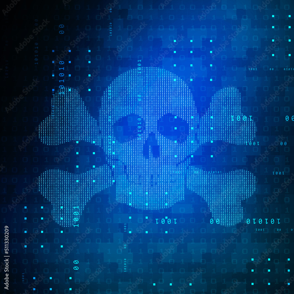 Poster 2d illustration abstract digital binary data on computer screen