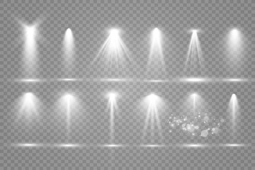White scene on with spotlights. Vector illustration.
