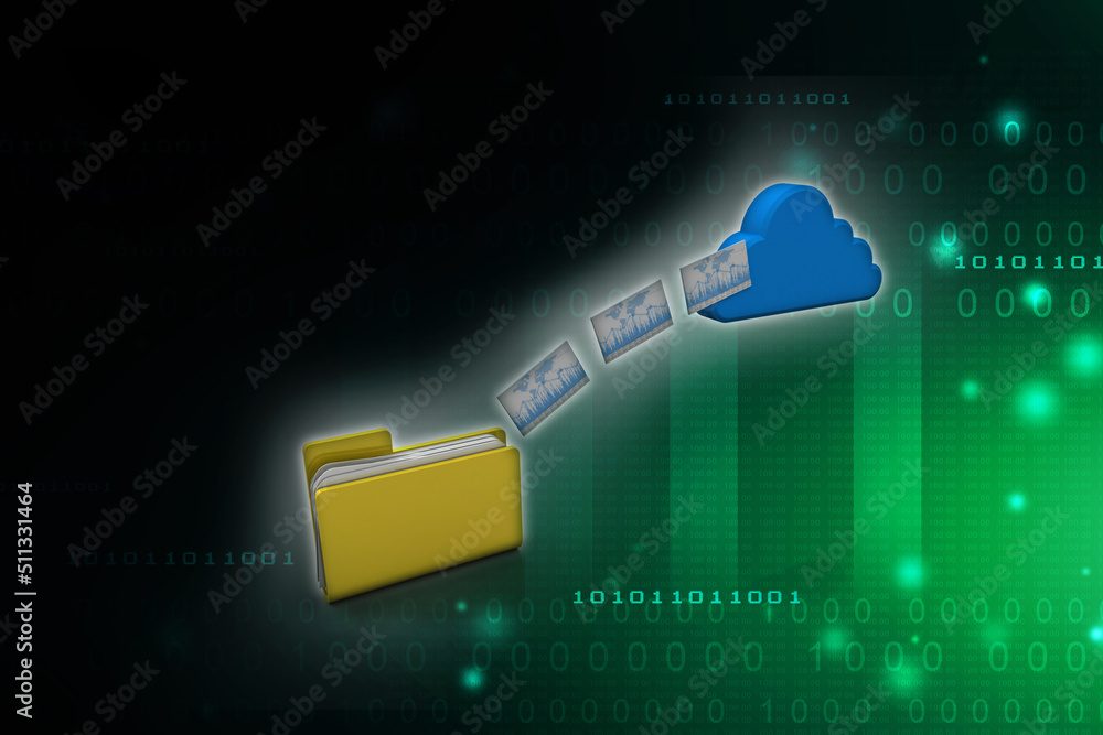 Poster 3d rendering cloud folder network