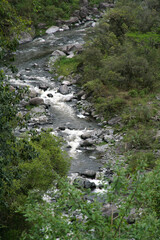 River that borders the road to Taf&iacute; del Valle, Tucum&aacute;n. Tucum&aacute;n jungle. Argentina. Jungle vegetation. mountain river Argentine North.