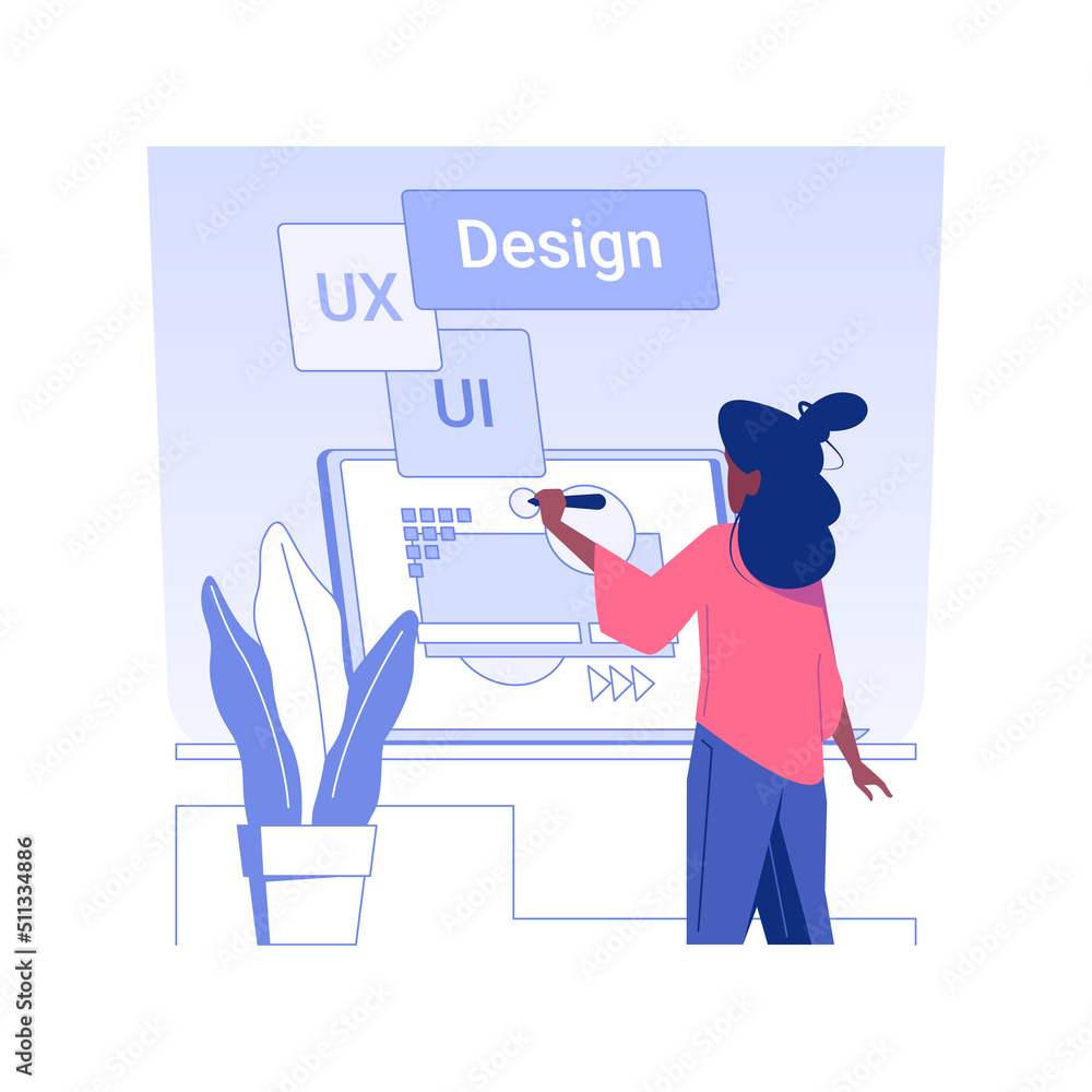 Poster visual design isolated concept vector illustration. professional ux designer engaged in style guide 