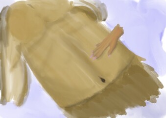 Loving woman hand on a man torso