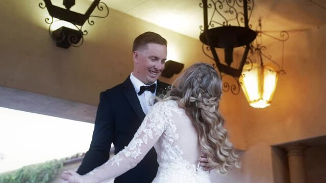 First dance of the young bride and groom.
