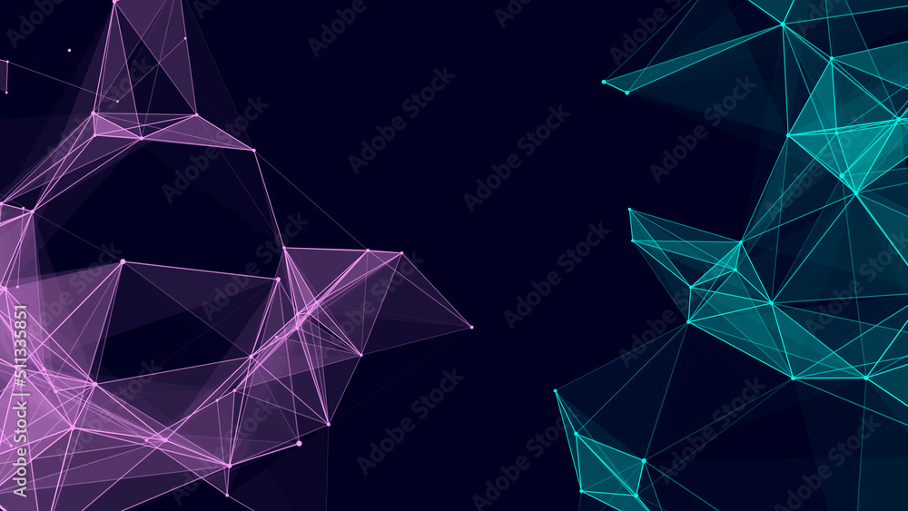 Poster network connection structure. abstract blue background with moving dots and lines. futuristic illust