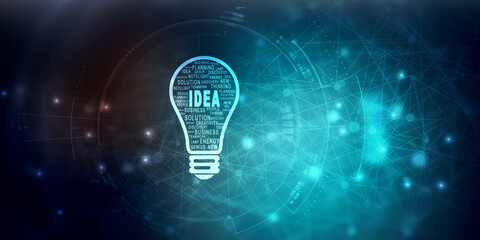 2d illustration bulb future technology, innovation background, creative idea concept 


