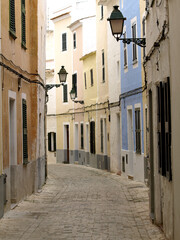 Fototapeta na wymiar Calle de Ses Andrones.Ciutadella. Menorca. Islas Baleares.España.