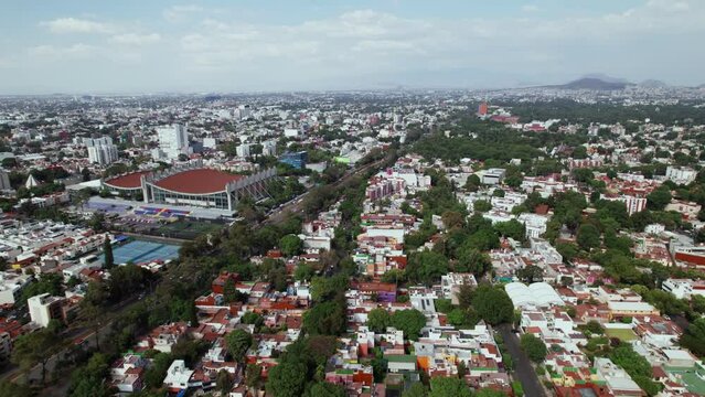 Aerial View Of Alberca Ol&iacute;mpica Francisco M&aacute;rquez Located In Mexico City. Dolly Forward