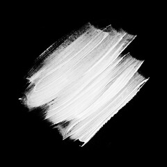 White brush painted acrylic isolated on black background