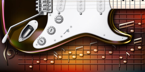 abstract background with electric guitar and on brown - 511340210