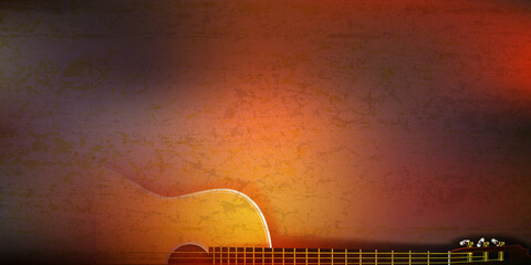 abstract background with acoustic guitar on brown - 511340219