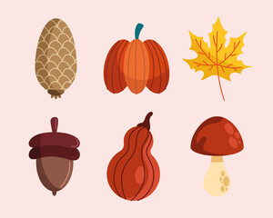 six autumn season icons