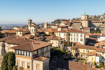 Obraz premium Aerial view of the skyline of Bergamo Alta