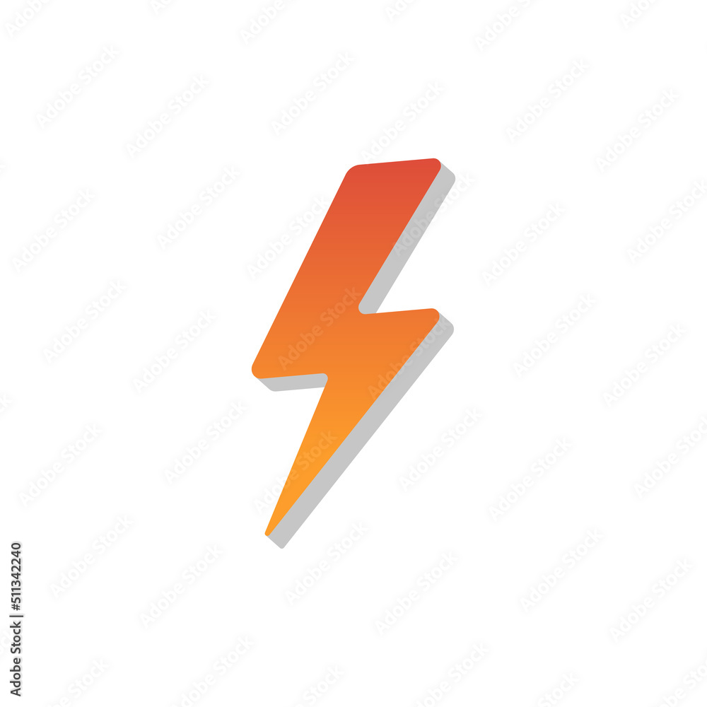 Aufkleber flash thunderbolt icon with shadow isolated on white background. flat vector icon design template el