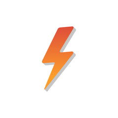 Flash Thunderbolt Icon with Shadow isolated on White Background. Flat Vector Icon Design Template Element usable for Electrical Resources.