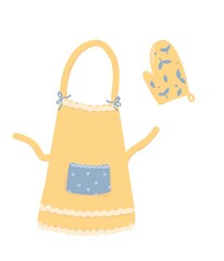 Vector illustration of kitchen clothes. Apron and mitt potholder.