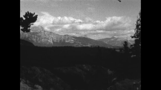 Canadian Rockies 1936 - Views of mountain peaks in the Canadian Rockies in 1936.
