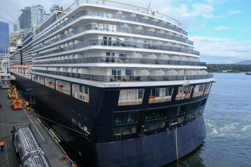 Holland America HAL cruiseship cruise ship liner Noordam returning to Vancouver, Canada from Alaska...