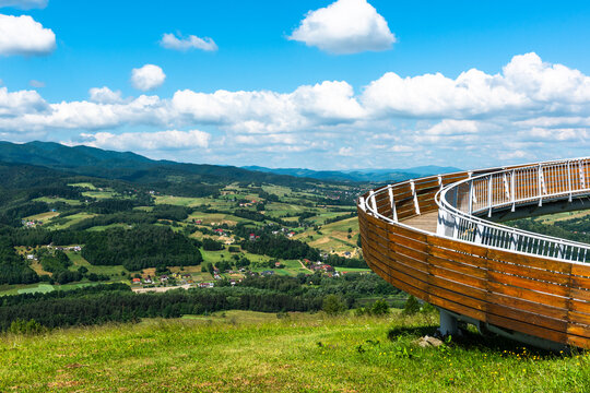 Panoramic view at Beskid Mountains and Poprad Park in Poland