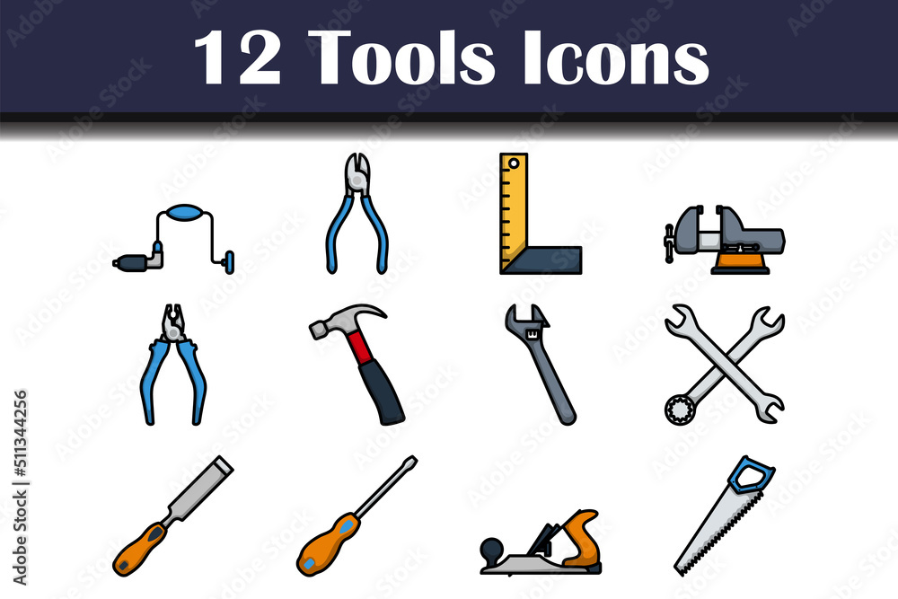 Sticker tools icon set