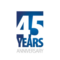 45 Years Anniversary negative space numbers blue white logo icon banner