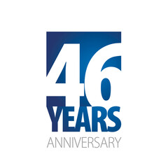 46 Years Anniversary negative space numbers blue white logo icon banner
