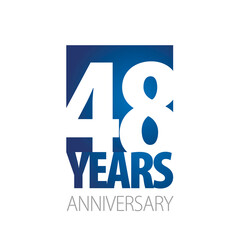48 Years Anniversary negative space numbers blue white logo icon banner