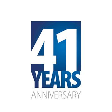 41 Years Anniversary negative space numbers blue white logo icon banner