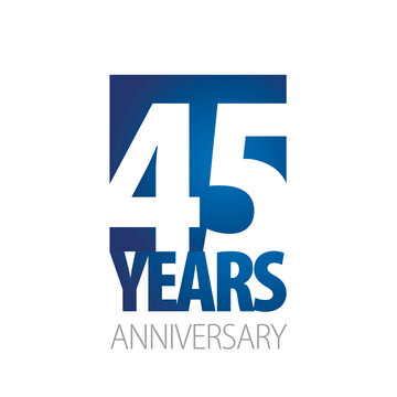 45 Years Anniversary negative space numbers blue white logo icon banner